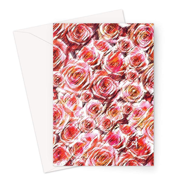 Stationery A5 / 1 Card Textured Roses Coral Amanya Design Greeting Card Prodigi