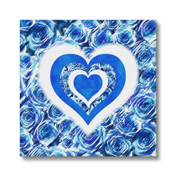 Textured Roses Love & Background Cornflower Amanya Design Eco Canvas