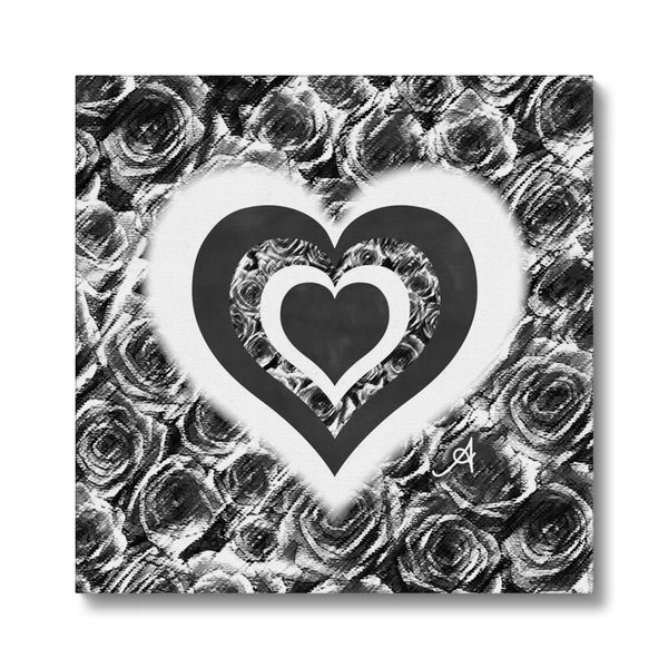 Textured Roses Love & Background Black Amanya Design Eco Canvas