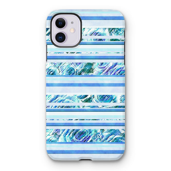 Textured Roses Stripe Blue Amanya Design Phone Case