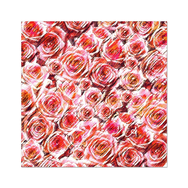 Textured Roses Coral Amanya Design Fine Art Print