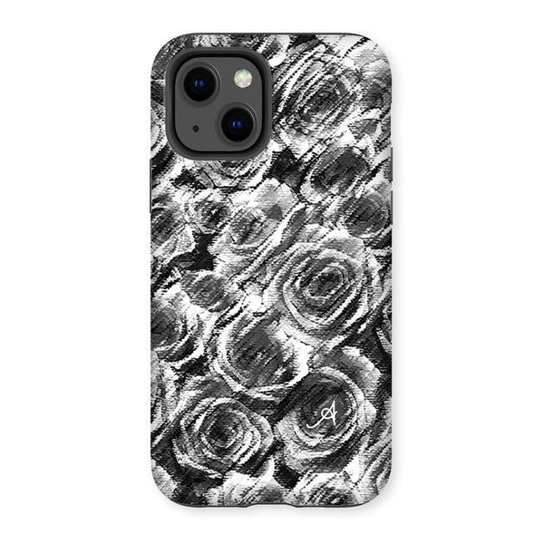 Textured Roses Black Amanya Design Tough Phone Case