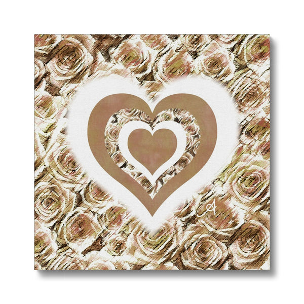 Textured Roses Love & Background Mushroom Amanya Design Eco Canvas