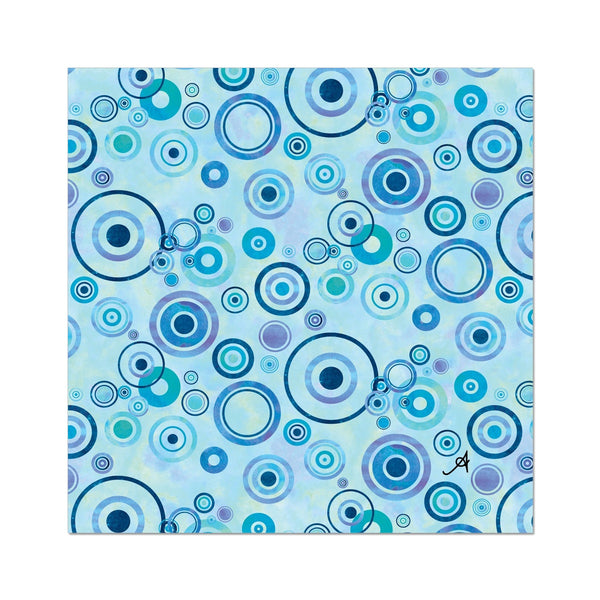 Watercolour Circles Blue Amanya Design Fine Art Print