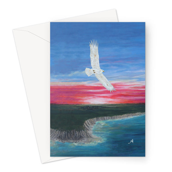 Eagle Soaring with Sunset Amanya Design Greeting Card