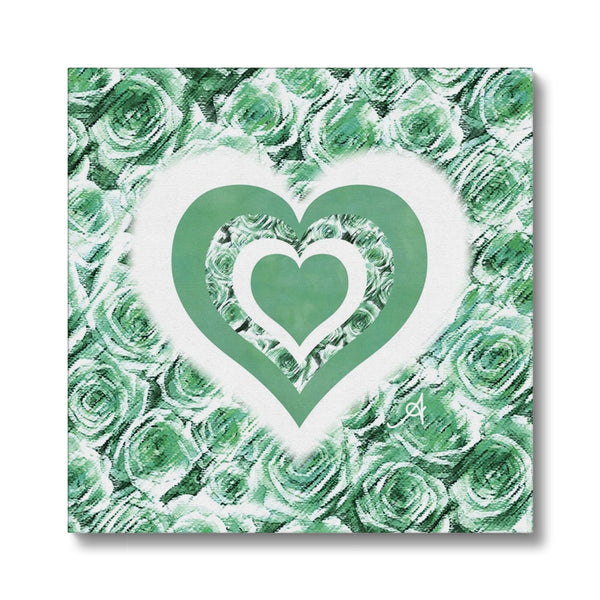 Textured Roses Love & Background Mint Amanya Design Eco Canvas