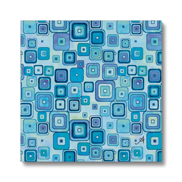 Watercolour Squares Blue Amanya Design Eco Canvas