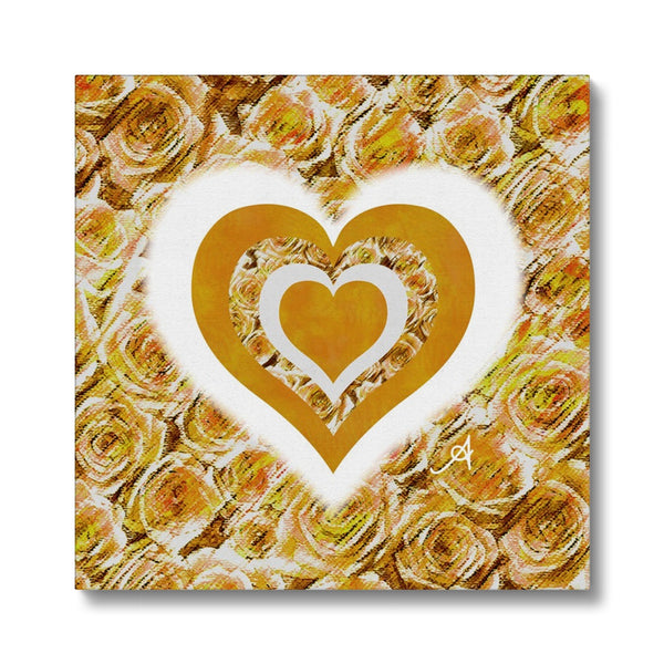 Textured Roses Love & Background Mustard Amanya Design Eco Canvas