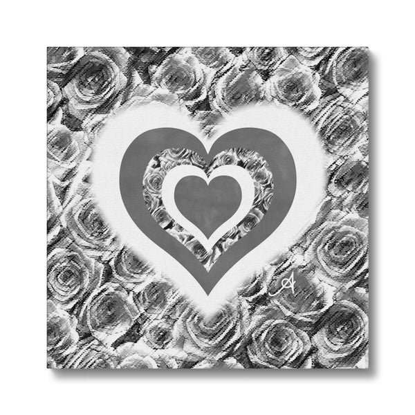 Textured Roses Love & Background Monochrome Amanya Design Eco Canvas