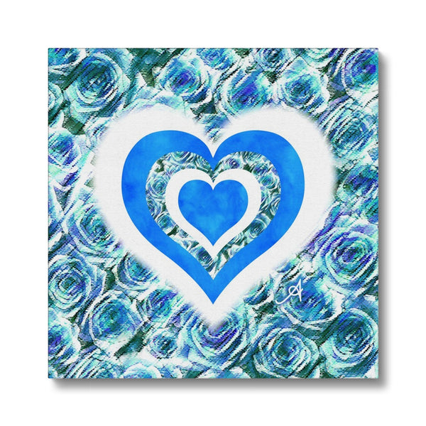 Textured Roses Love & Background Blue Amanya Design Eco Canvas