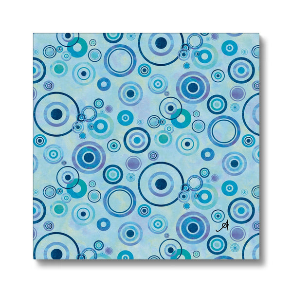 Watercolour Circles Blue Amanya Design Eco Canvas