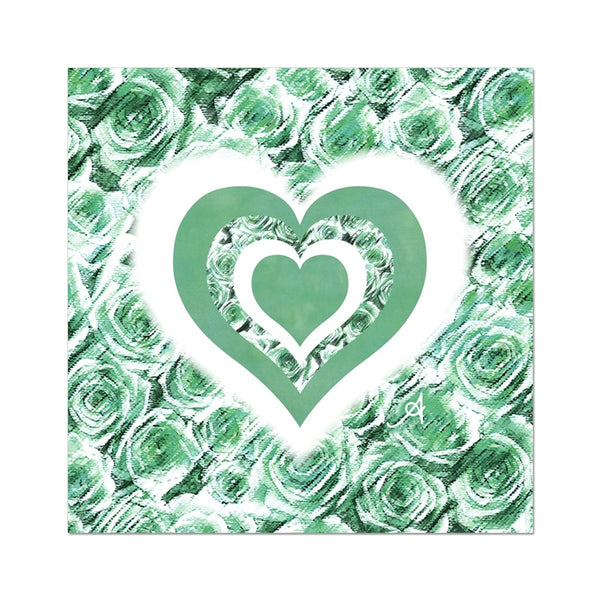 Textured Roses Love & Background Mint Amanya Design Fine Art Print
