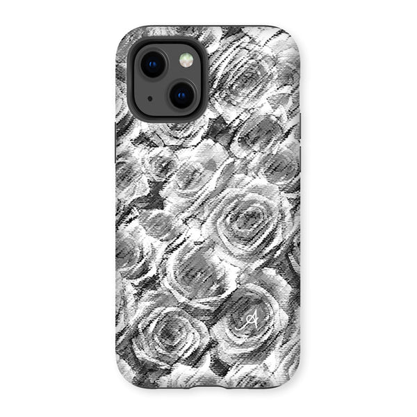Textured Roses Monochrome Amanya Design Tough Phone Case