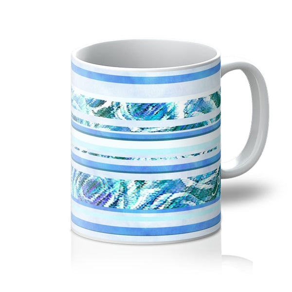Textured Roses Stripe Blue Amanya Design Mug