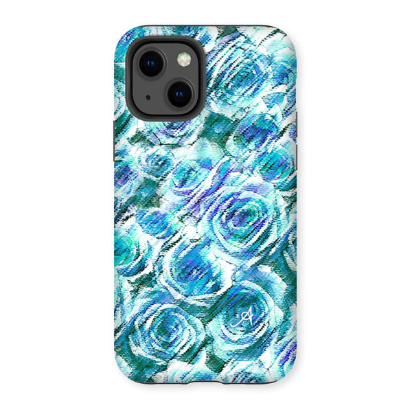 Textured Roses Blue Amanya Design Tough Phone Case