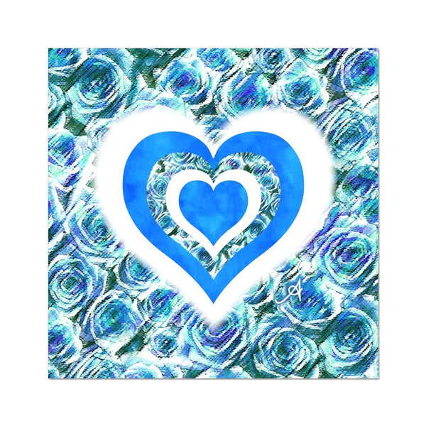 Textured Roses Love & Background Blue Amanya Design Fine Art Print