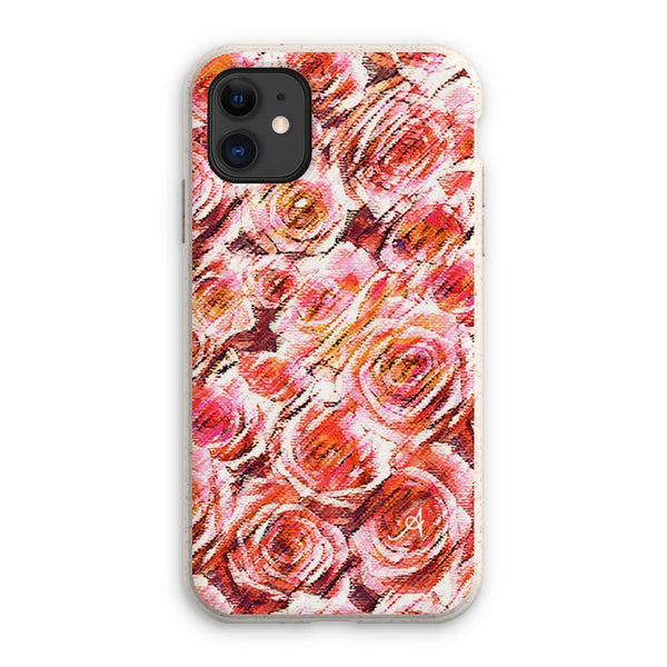 Textured Roses Coral Amanya Design Eco Phone Case
