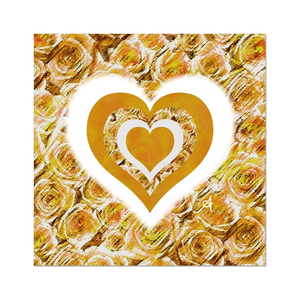 Textured Roses Love & Background Mustard Amanya Design Fine Art Print