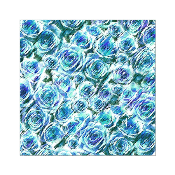 Textured Roses Blue Amanya Design Fine Art Print