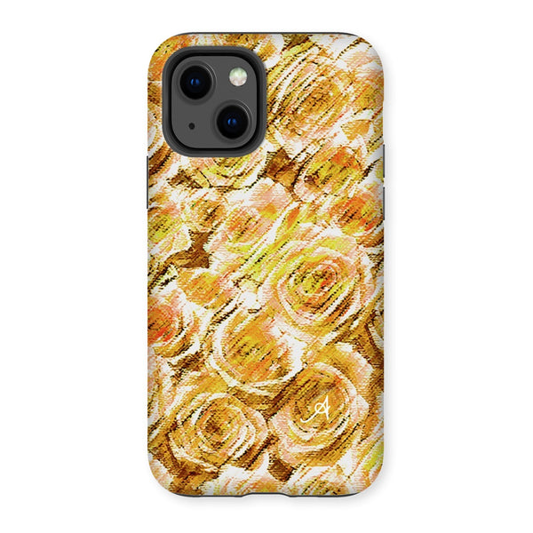 Textured Roses Mustard Amanya Design Tough Phone Case