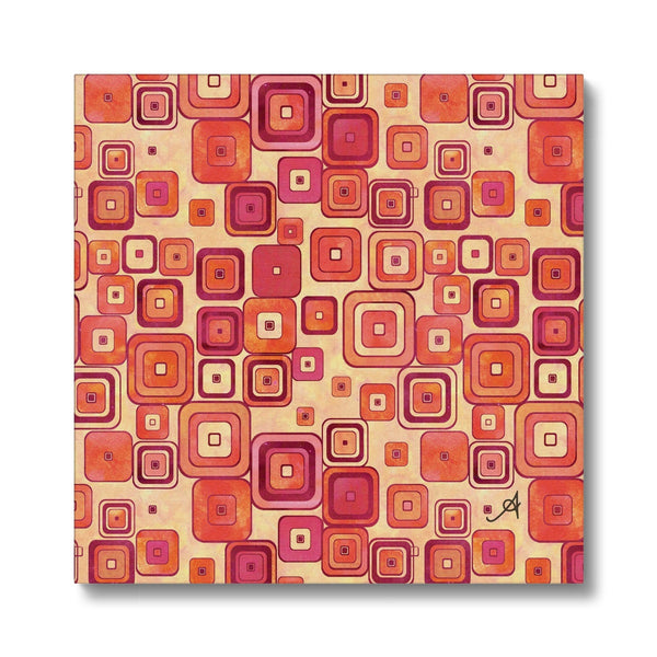 Watercolour Squares Red Amanya Design Eco Canvas