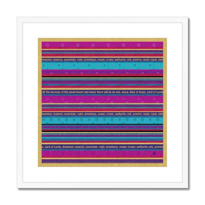 Fine art 20"x20" / White Frame King of Kings Stripe Amanya Design Framed & Mounted Print Prodigi