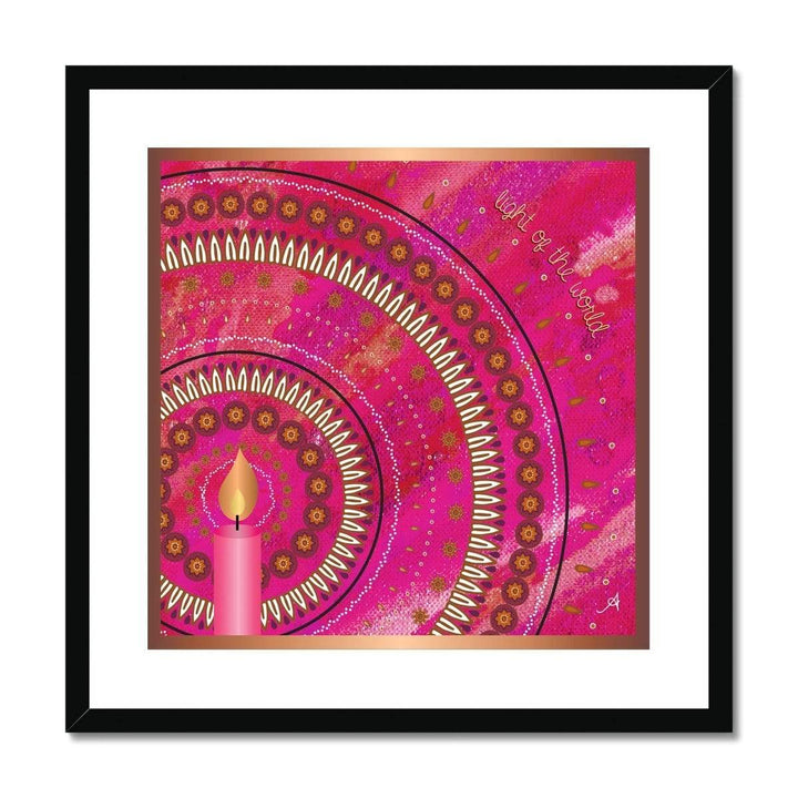 Fine art 20"x20" / Black Frame Light of the World Pink Amanya Design Framed & Mounted Print Prodigi