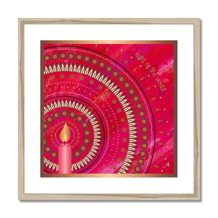 Fine art 20"x20" / Natural Frame Light of the World Red Amanya Design Framed & Mounted Print Prodigi
