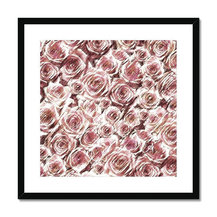 Fine art 20"x20" / Black Frame Textured Roses Dusky Pink Amanya Design Framed & Mounted Print Prodigi