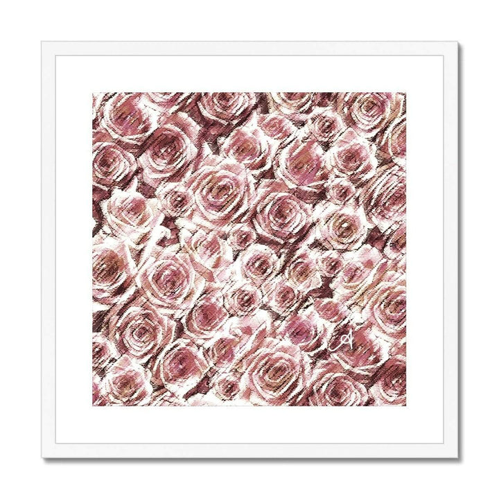 Fine art 20"x20" / White Frame Textured Roses Dusky Pink Amanya Design Framed & Mounted Print Prodigi