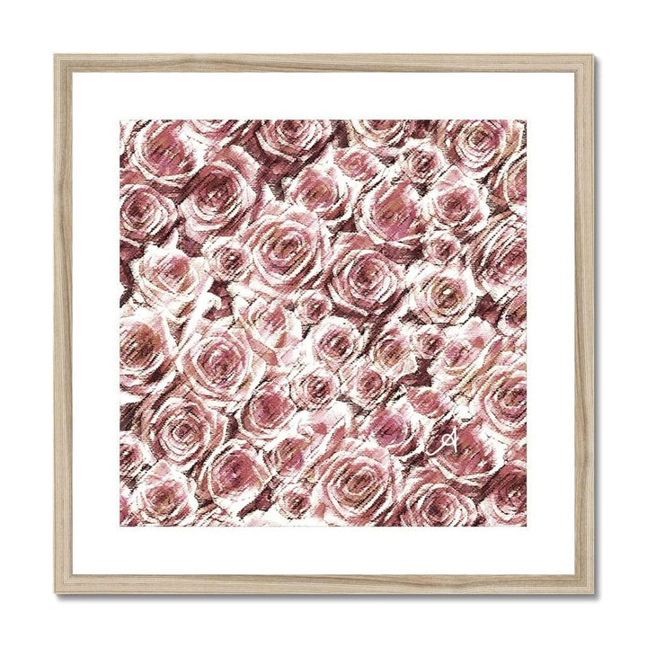 Fine art 20"x20" / Natural Frame Textured Roses Dusky Pink Amanya Design Framed & Mounted Print Prodigi