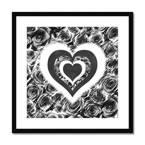 Fine art 20"x20" / Black Frame Textured Roses Love & Background Black Amanya Design Framed & Mounted Print Prodigi