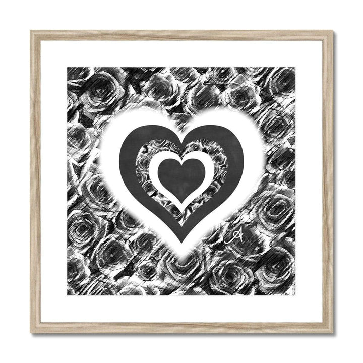 Fine art 20"x20" / Natural Frame Textured Roses Love & Background Black Amanya Design Framed & Mounted Print Prodigi
