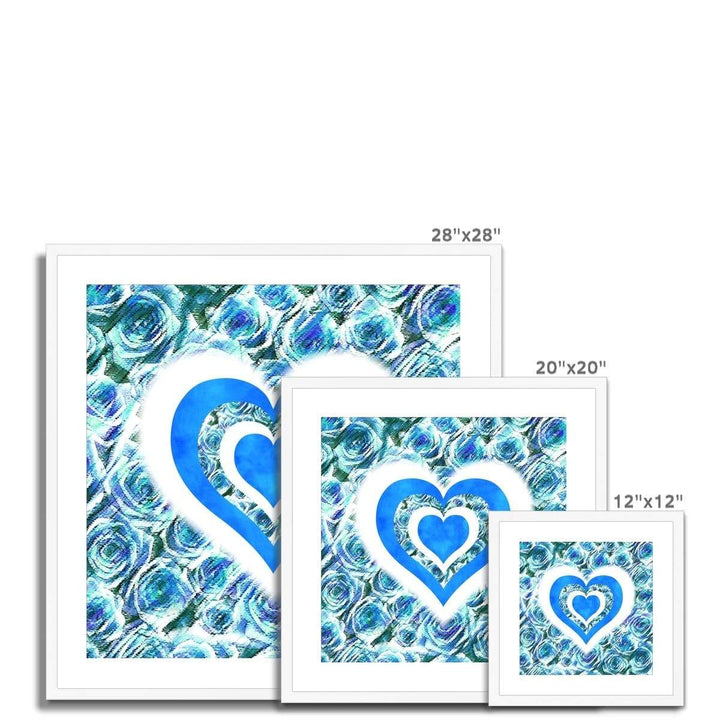 Fine art Textured Roses Love & Background Blue Amanya Design Framed & Mounted Print Prodigi