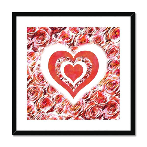 Fine art 20"x20" / Black Frame Textured Roses Love & Background Coral Amanya Design Framed & Mounted Print Prodigi