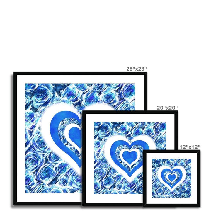 Fine art Textured Roses Love & Background Cornflower Amanya Design Framed & Mounted Print Prodigi