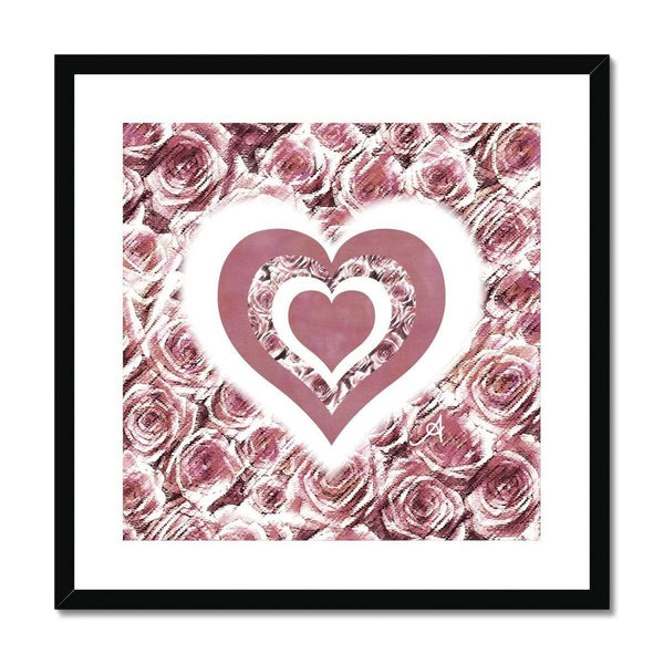 Fine art 20"x20" / Black Frame Textured Roses Love & Background Dusky Pink Amanya Design Framed & Mounted Print Prodigi