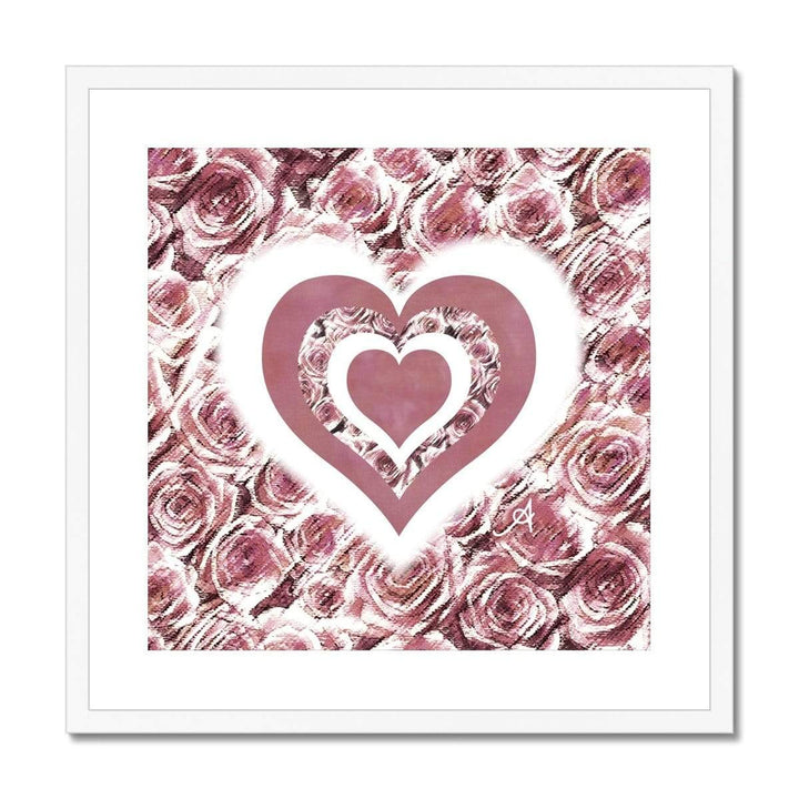 Fine art 20"x20" / White Frame Textured Roses Love & Background Dusky Pink Amanya Design Framed & Mounted Print Prodigi