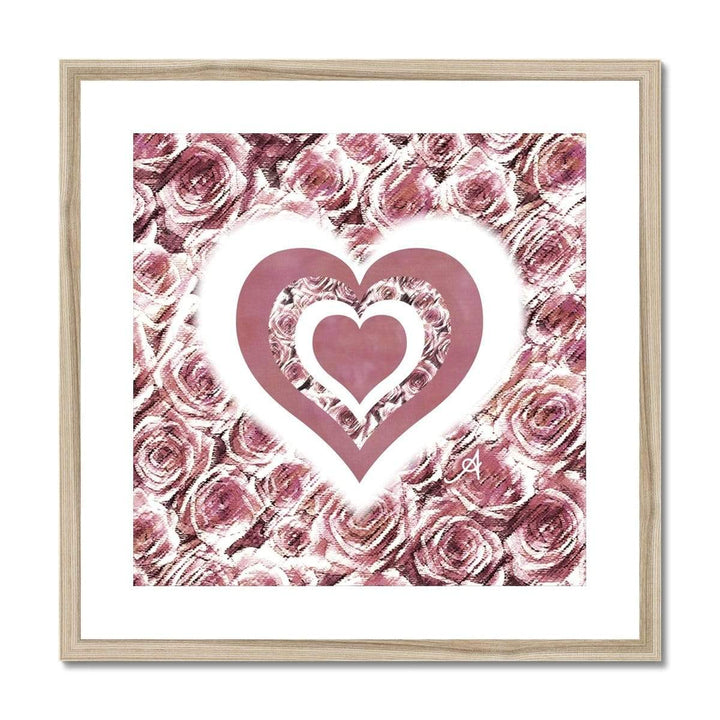Fine art 20"x20" / Natural Frame Textured Roses Love & Background Dusky Pink Amanya Design Framed & Mounted Print Prodigi