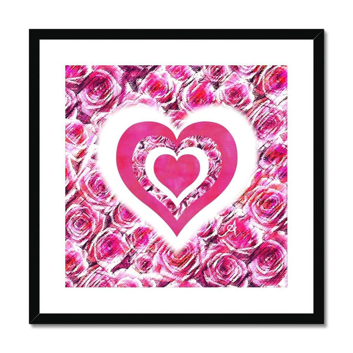Fine art 20"x20" / Black Frame Textured Roses Love & Background Pink Amanya Design Framed & Mounted Print Prodigi
