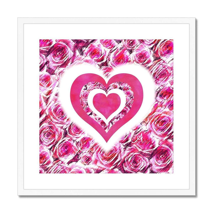 Fine art 20"x20" / White Frame Textured Roses Love & Background Pink Amanya Design Framed & Mounted Print Prodigi