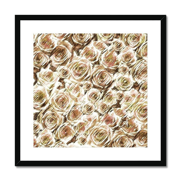Fine art 20"x20" / Black Frame Textured Roses Mushroom Amanya Design Framed & Mounted Print Prodigi