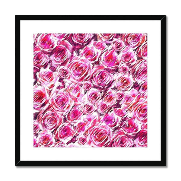 Fine art 20"x20" / Black Frame Textured Roses Pink Amanya Design Framed & Mounted Print Prodigi