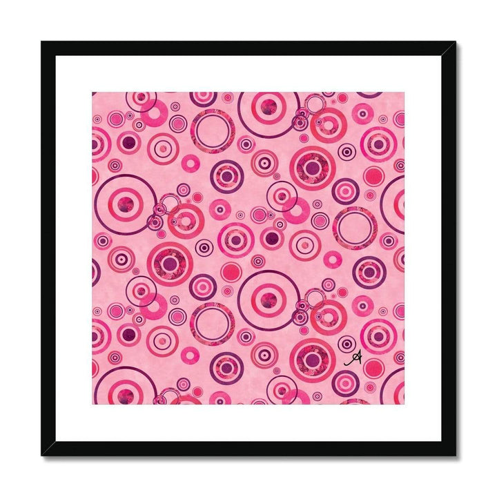 Fine art 20"x20" / Black Frame Watercolour Circles Pink Amanya Design Framed & Mounted Print Prodigi