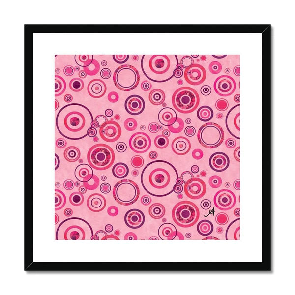 Fine art 20"x20" / Black Frame Watercolour Circles Pink Amanya Design Framed & Mounted Print Prodigi
