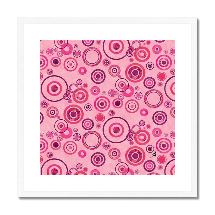 Fine art 20"x20" / White Frame Watercolour Circles Pink Amanya Design Framed & Mounted Print Prodigi
