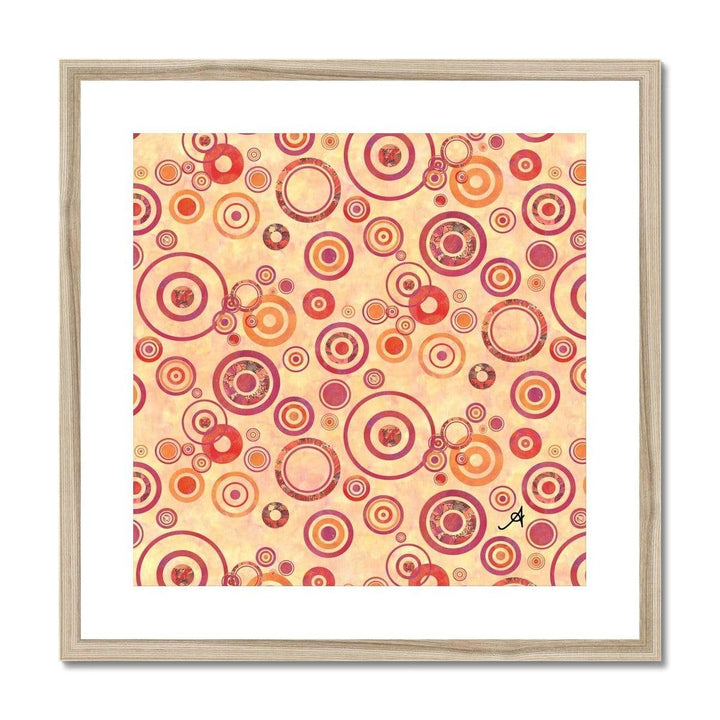 Fine art 20"x20" / Natural Frame Watercolour Circles Red Amanya Design Framed & Mounted Print Prodigi