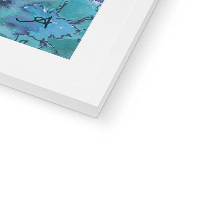 Fine art Watercolour Daisies Blue Amanya Design Framed & Mounted Print Prodigi