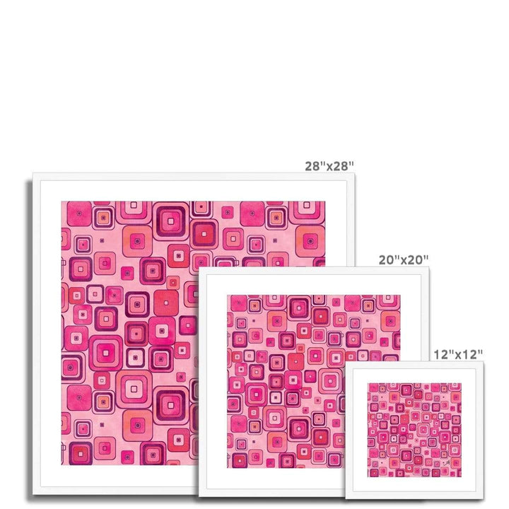 Fine art Watercolour Squares Pink Amanya Design Framed & Mounted Print Prodigi