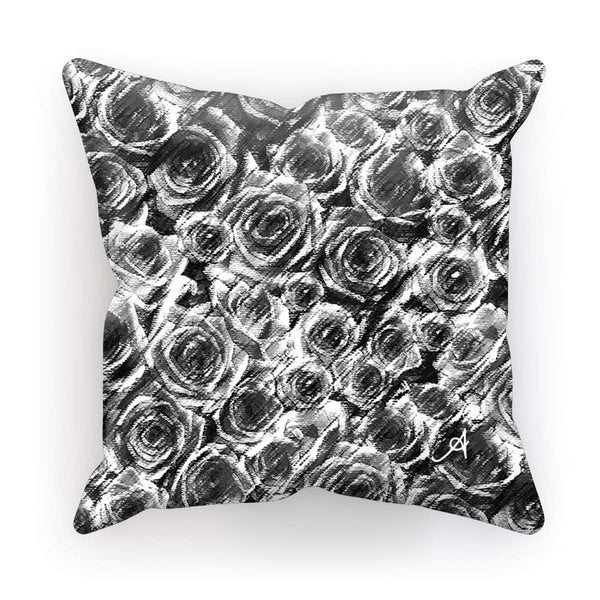 Homeware Linen / 12"x12" Textured Roses Black Amanya Design Cushion Prodigi